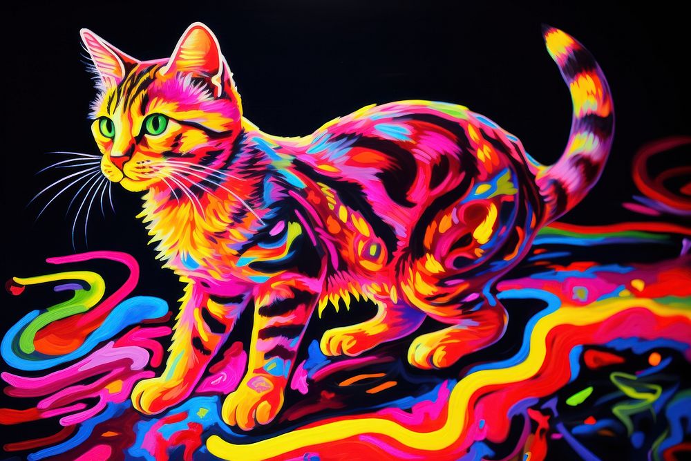 A cat painting animal mammal.