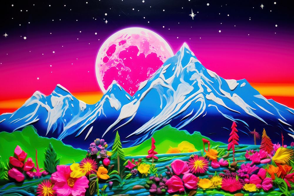 A moon painting purple landscape.