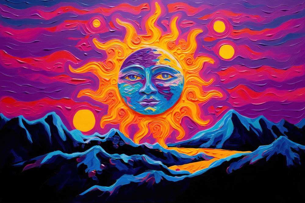A sun painting mountain outdoors.