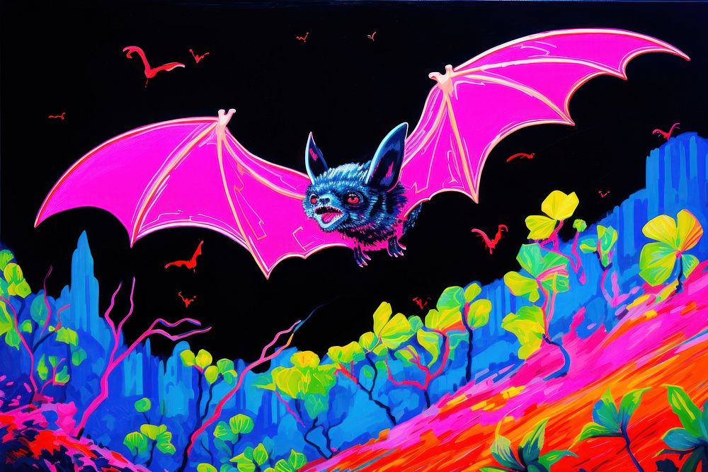 Bat painting purple blue.