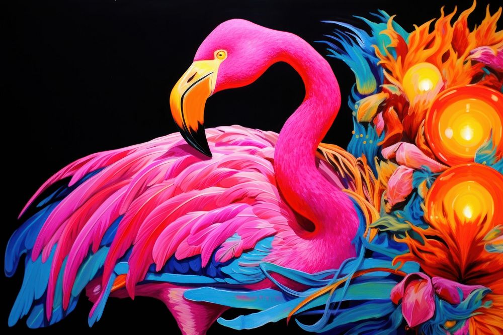 Flamingo painting purple animal.