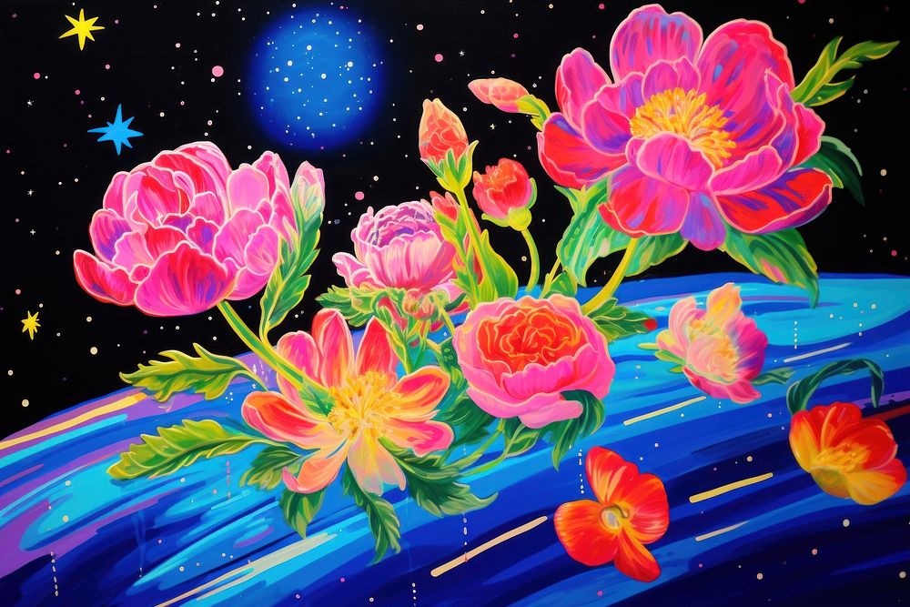 Floral in galaxy painting outdoors flower.