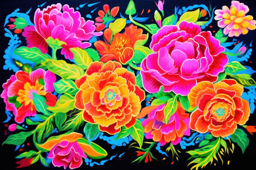 Floral pattern painting flower yellow.
