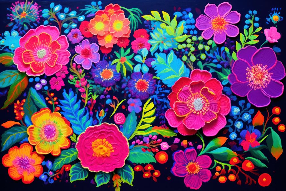 Floral pattern painting purple backgrounds.