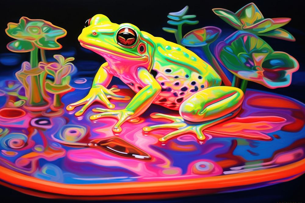 Frog amphibian painting yellow.