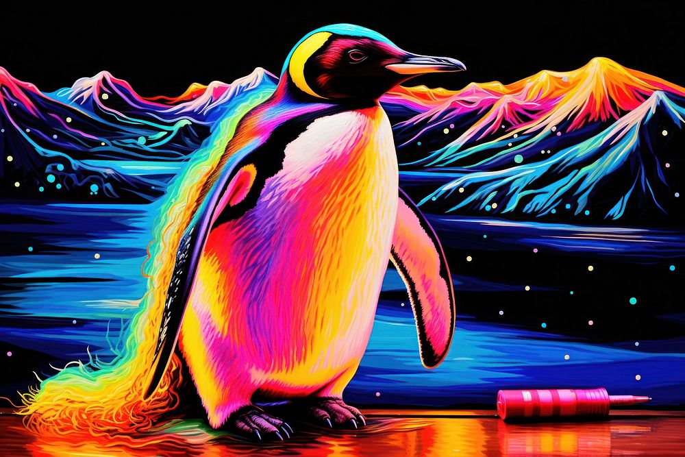 King penguin painting bird creativity.