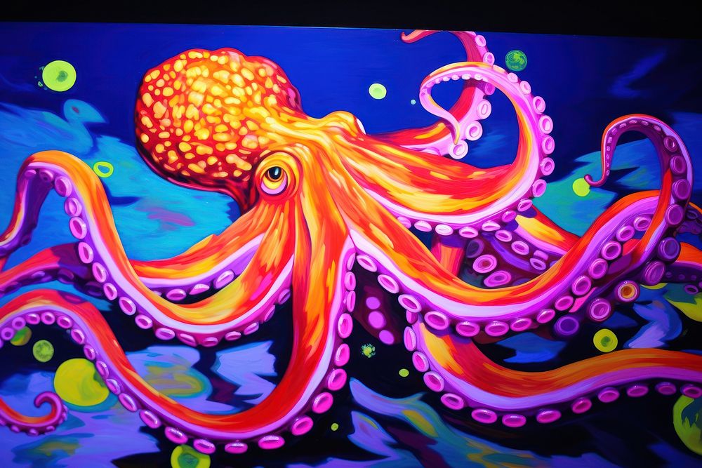 Octopus painting marine purple.