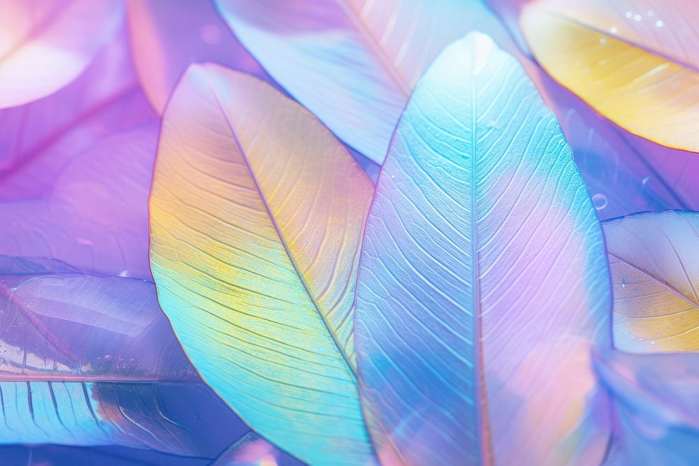 Holographic leaf texture backgrounds purple nature.