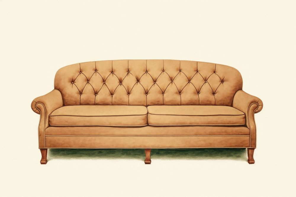 Litograph minimal vintage sofa furniture comfortable decoration.