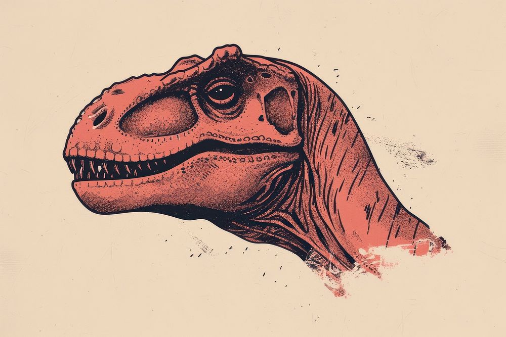Litograph minimal head Dinosaur dinosaur reptile animal.