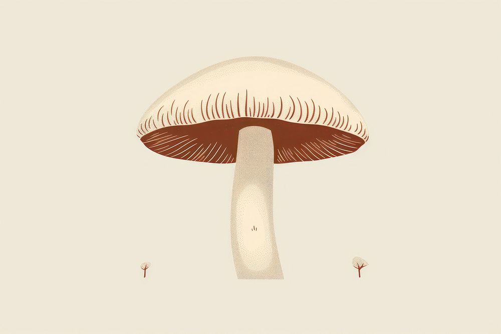 Litograph minimal mushroom fungus agaric agaricaceae.