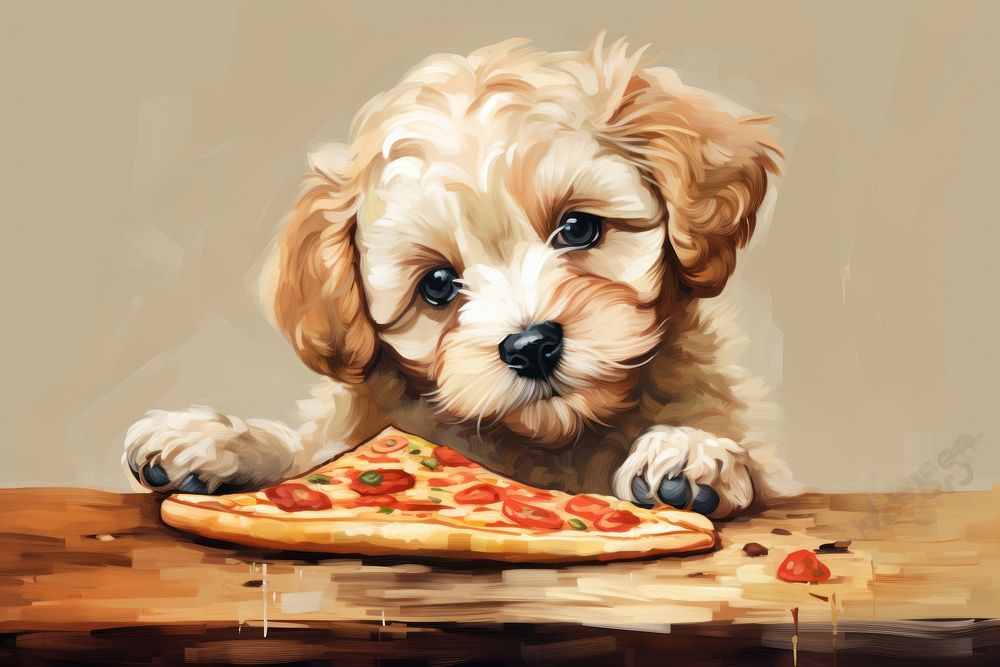 Dog animal pizza portrait.