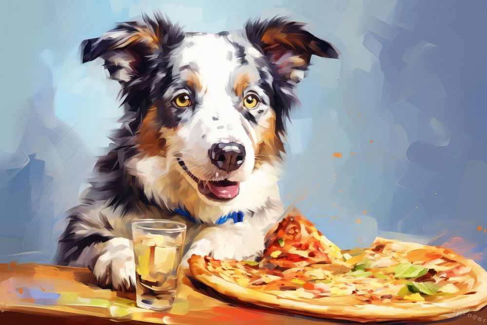 Dog animal pizza portrait.