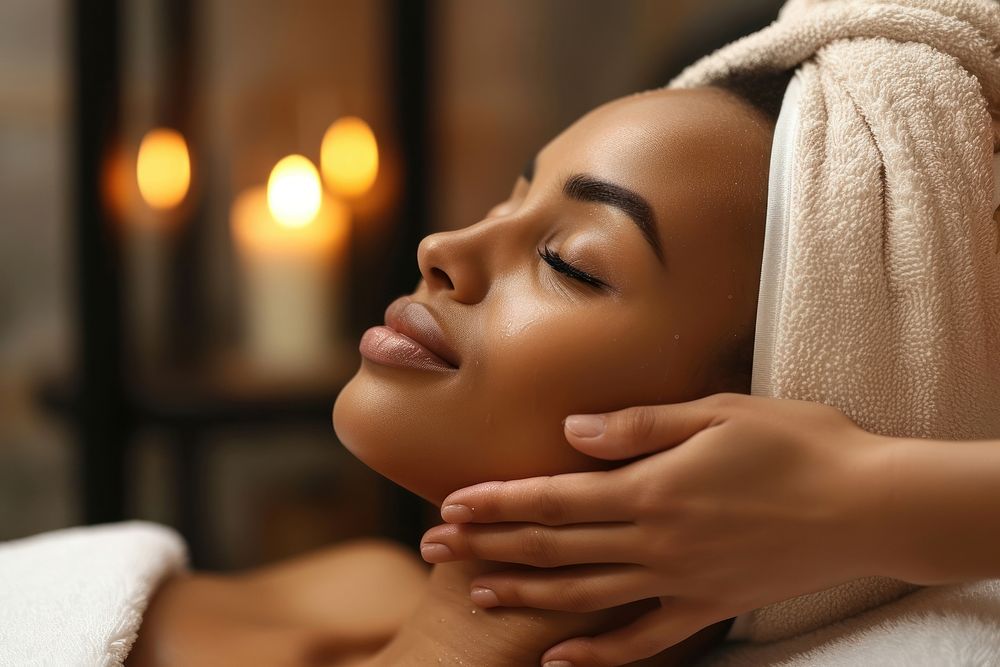 Face massage adult woman spa.