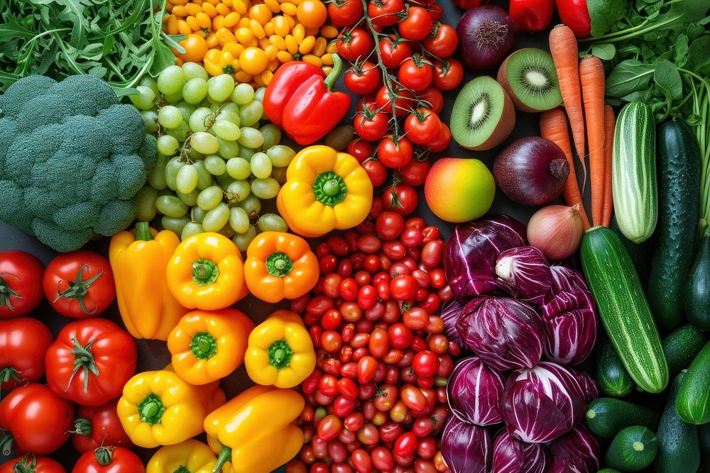 Variety of vegan vegetable plant food.