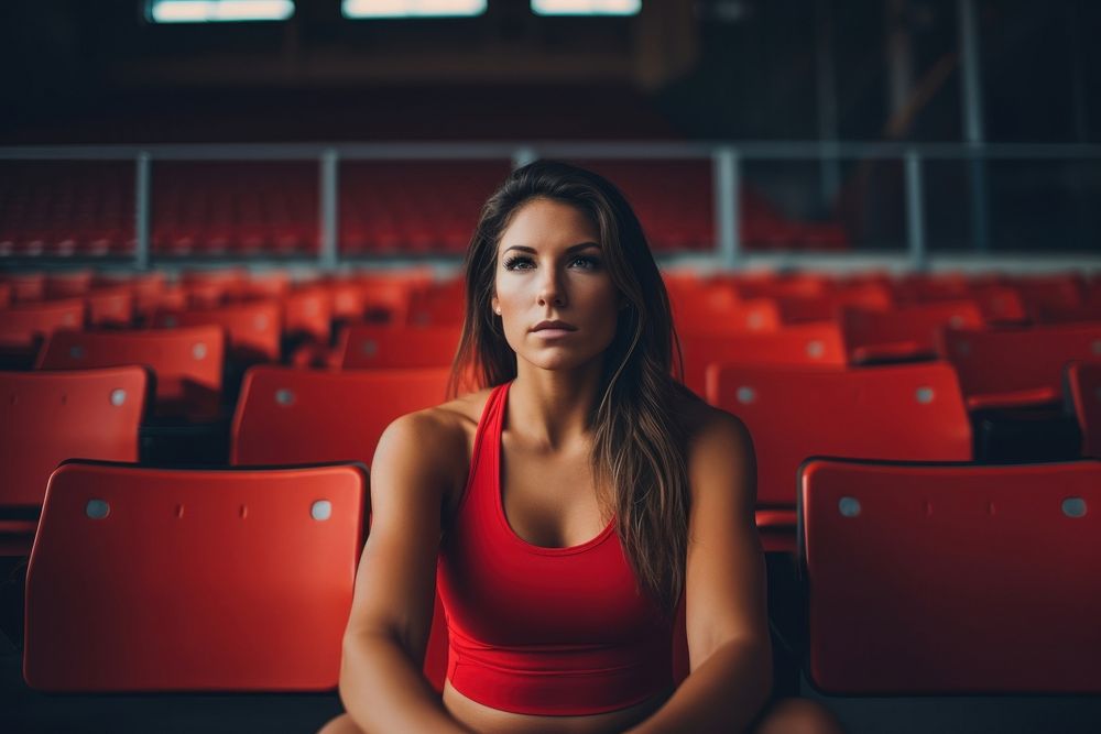 Woman sitting on a bench portrait adult photo.