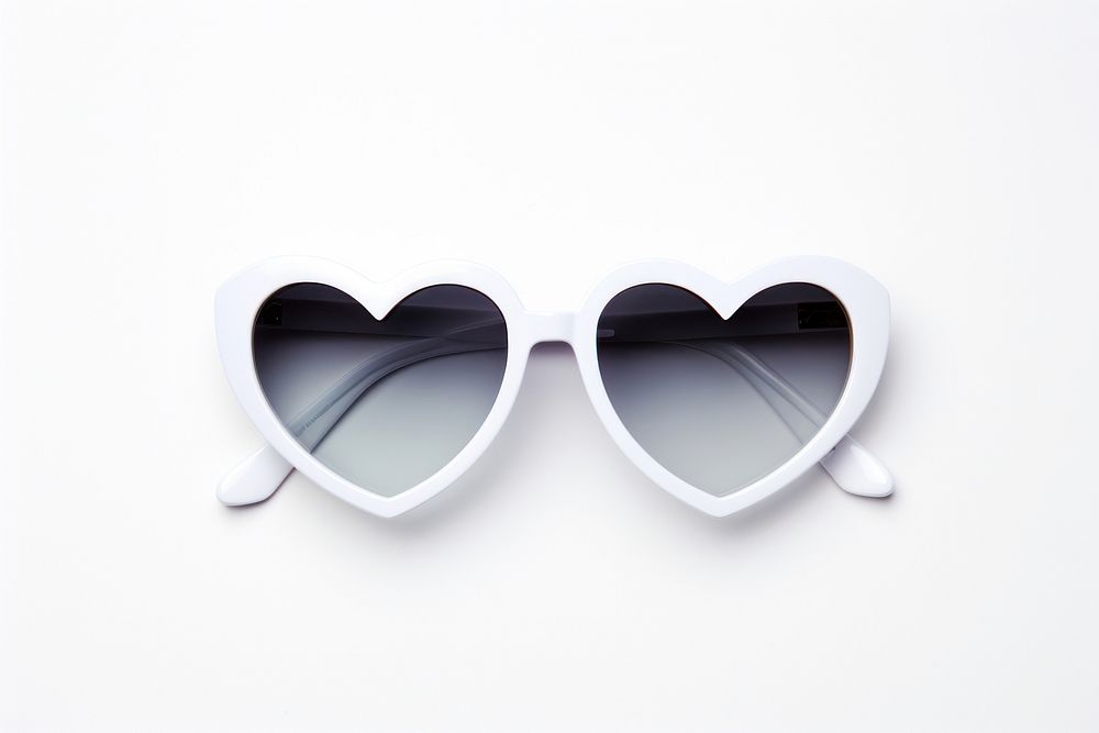 Sunglasses with heart shape white white background accessories.