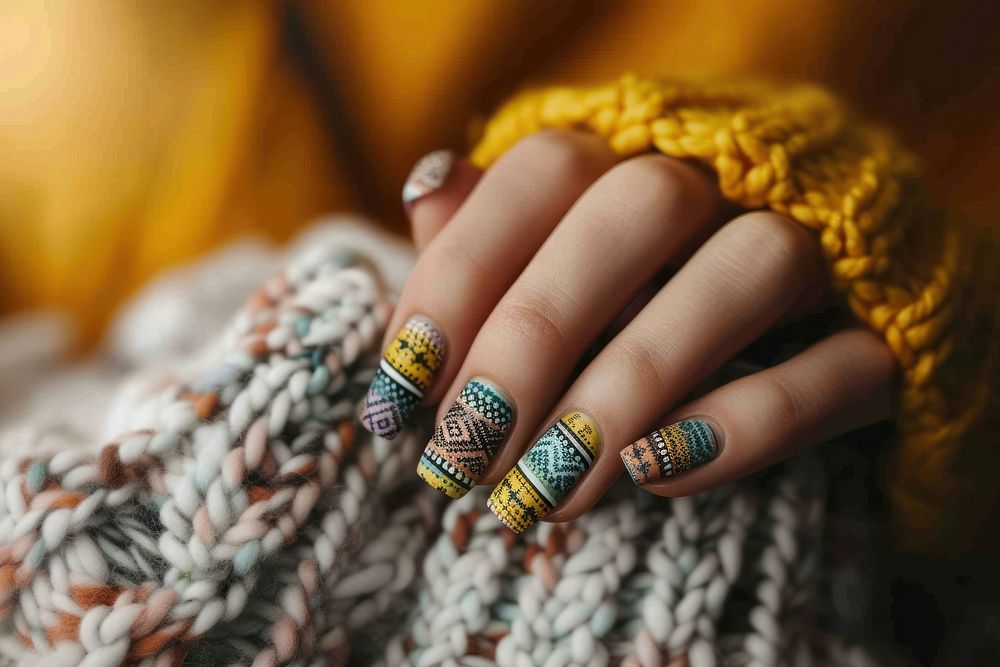 Nails pattern finger hand.