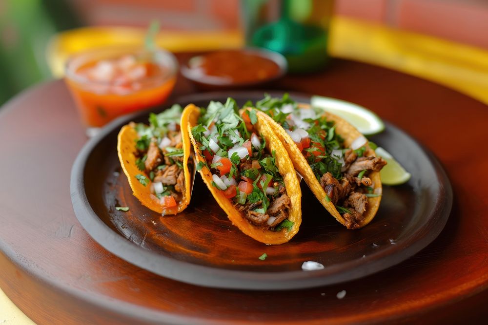 Original tacos plate food meat.