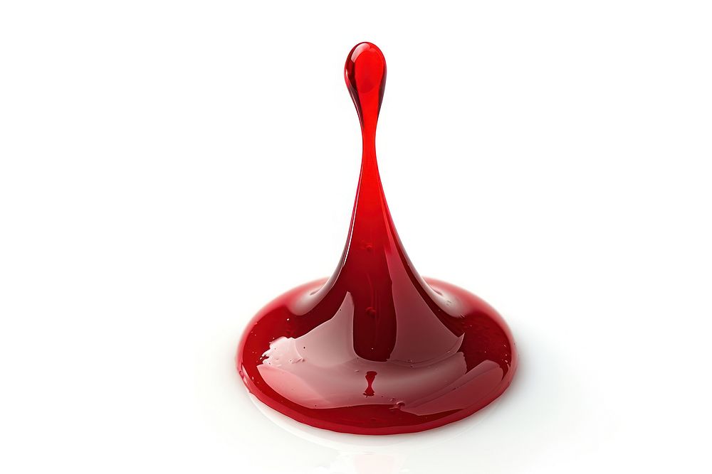 Photo of realistic bloood drop simplicity splattered beverage.