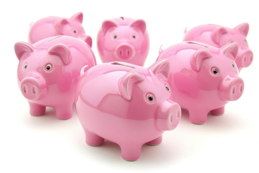 Pink piggy banks representation investment currency.