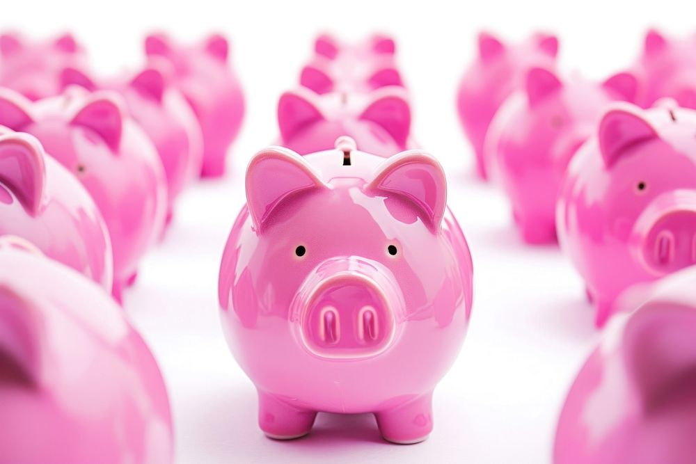 Pink piggy banks representation investment currency.