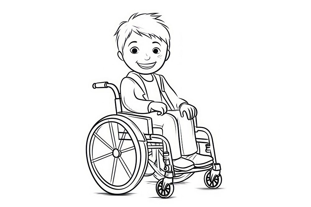 A person sitting in a wheel chair wheelchair drawing sketch.