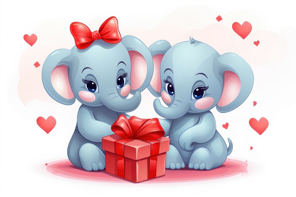 Elephants heart cute togetherness.