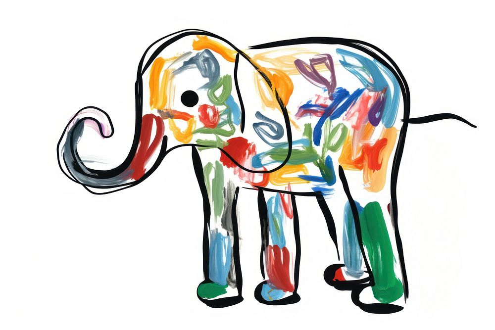 Elephant drawing animal mammal.