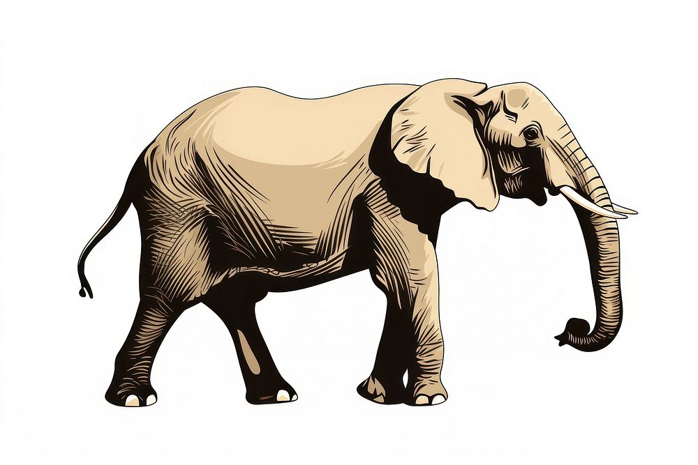 An elephant standing on two feet wildlife drawing animal.