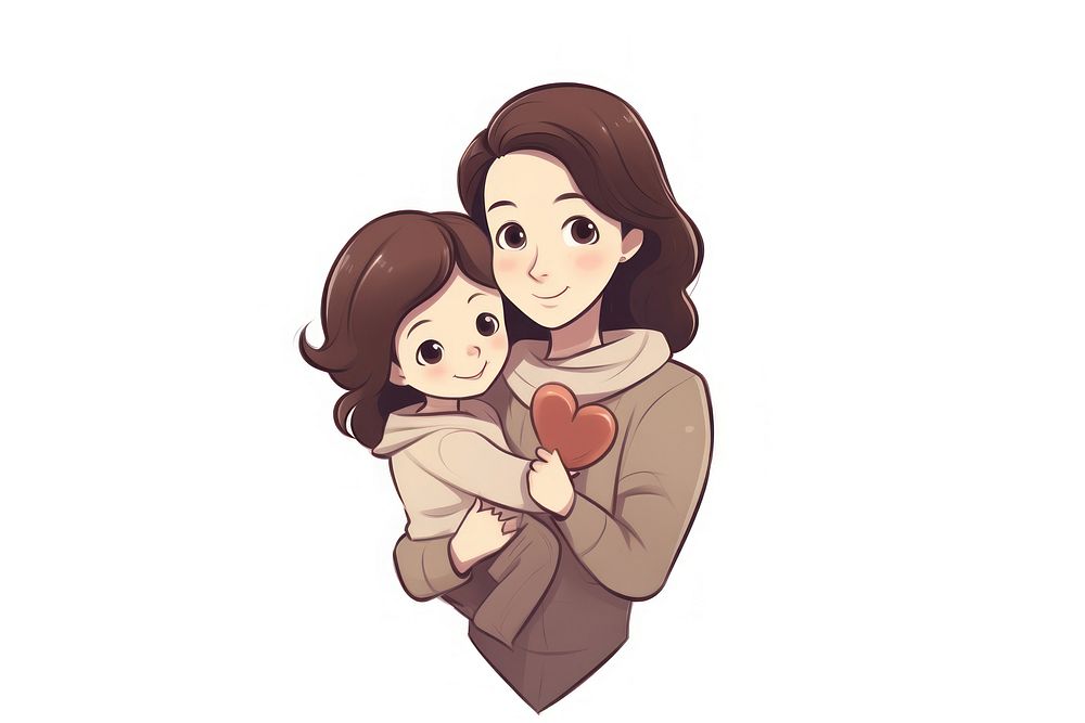 Mother cartoon baby white background.