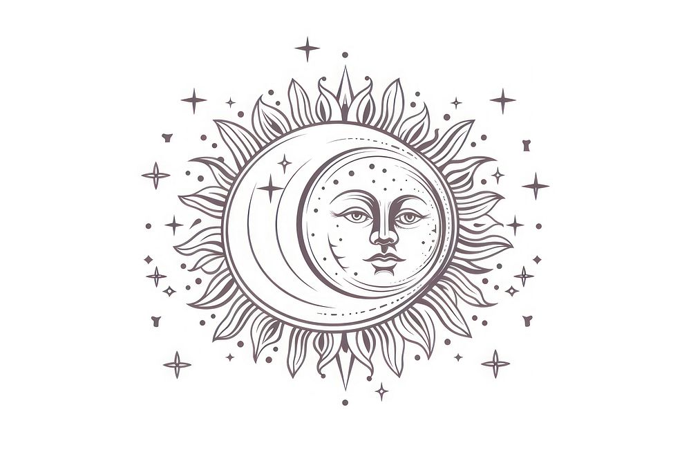 A moon and sun drawing sketch tranquility.