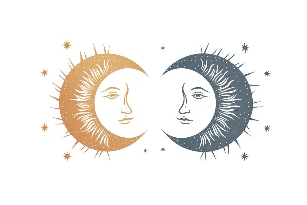 A moon and sun drawing sketch tranquility.