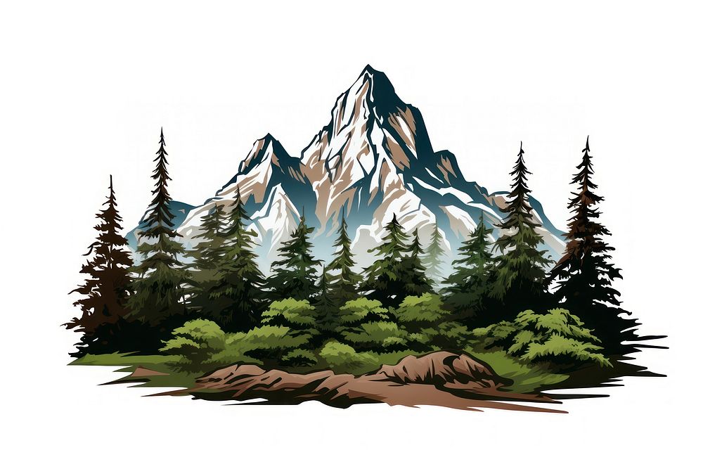 A forest and mountain wilderness landscape outdoors.