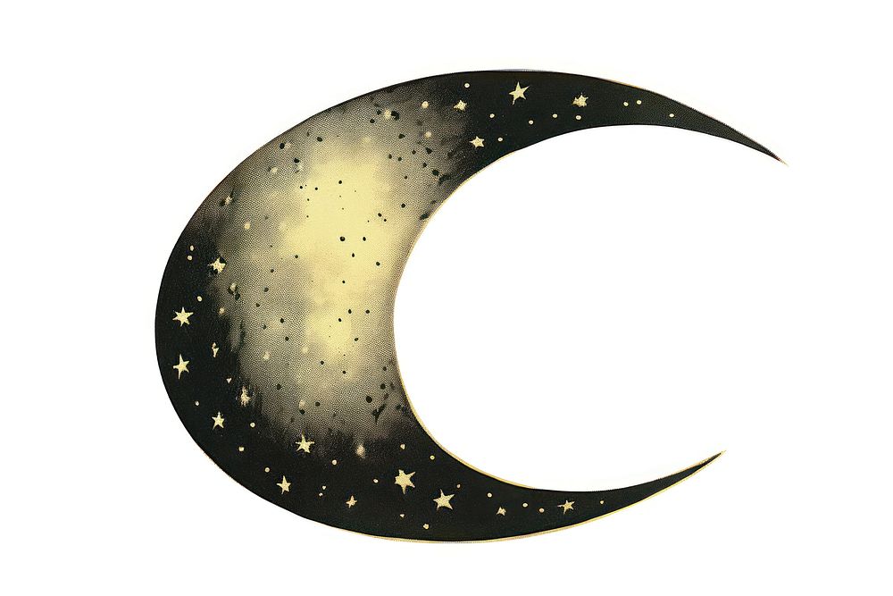 A moon crescent astronomy night white background.