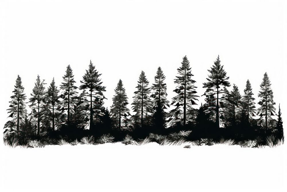 Pine forest drawing plant tree.