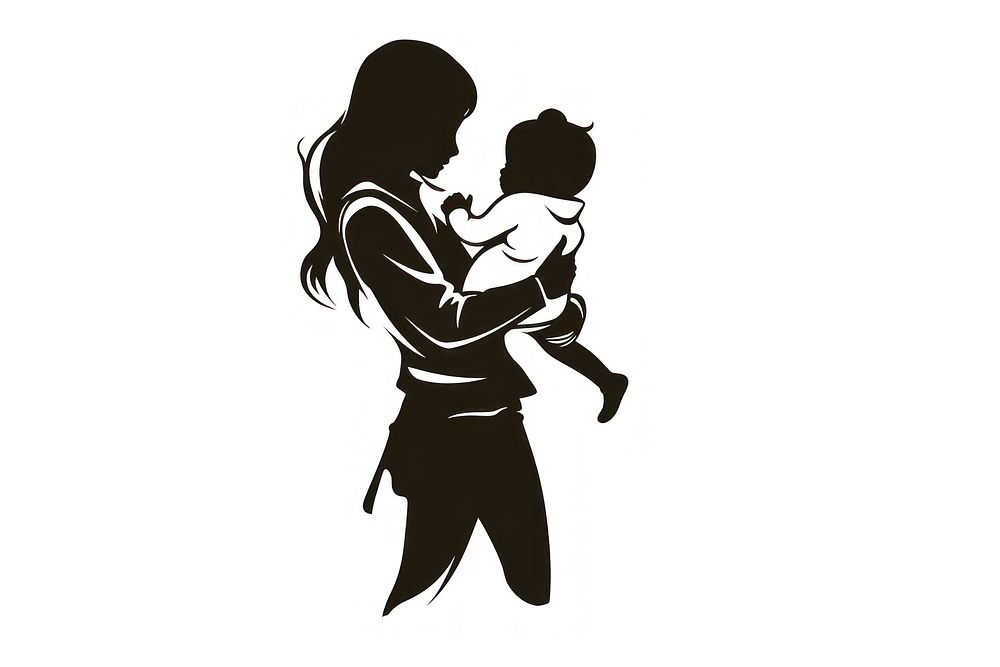 Mother silhouette adult child.