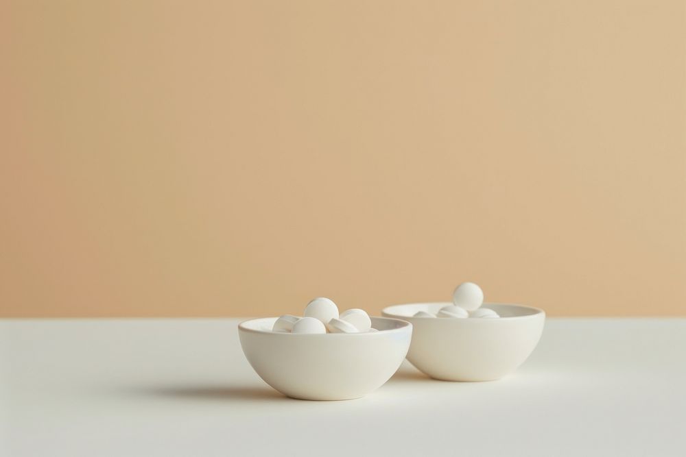 Pills porcelain white bowl.