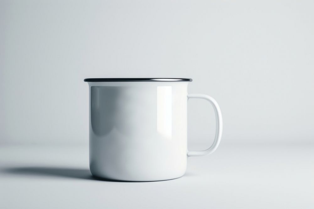 Enamel mug  coffee drink white.