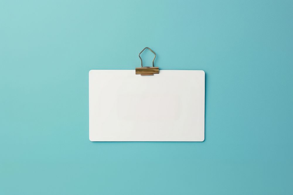 Open sign  paper turquoise rectangle.
