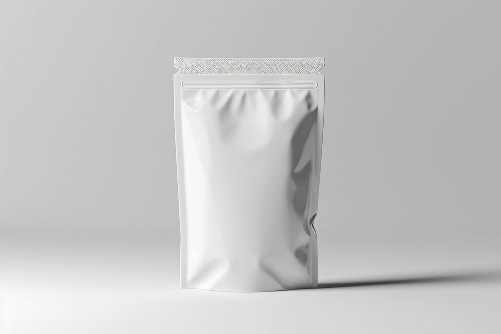 Plastic pouch packaging  white porcelain crumpled.