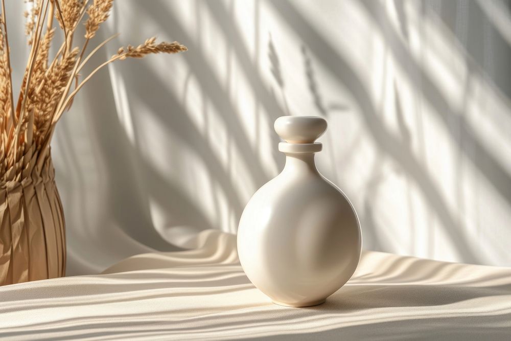 Bottle white vase still life photography.