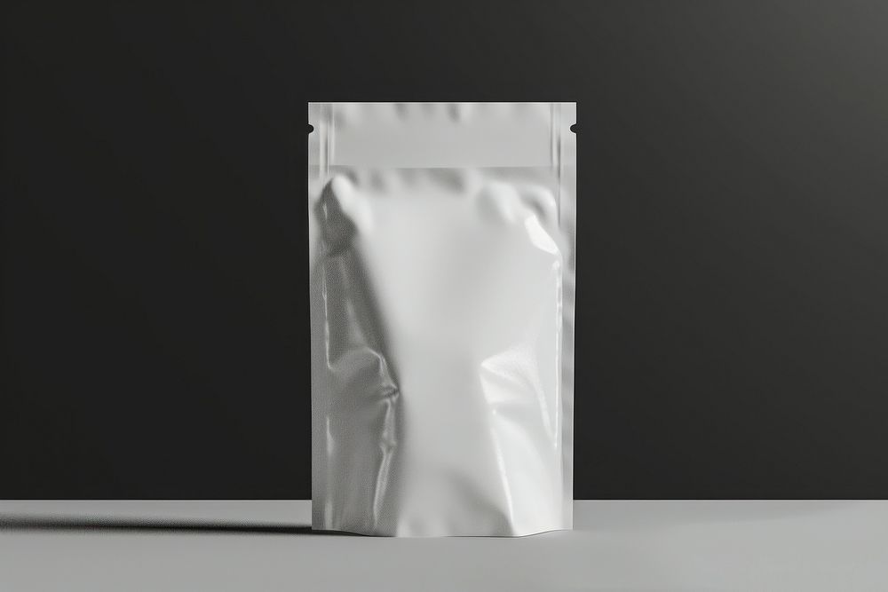 Plastic pouch packaging  white monochrome aluminium.