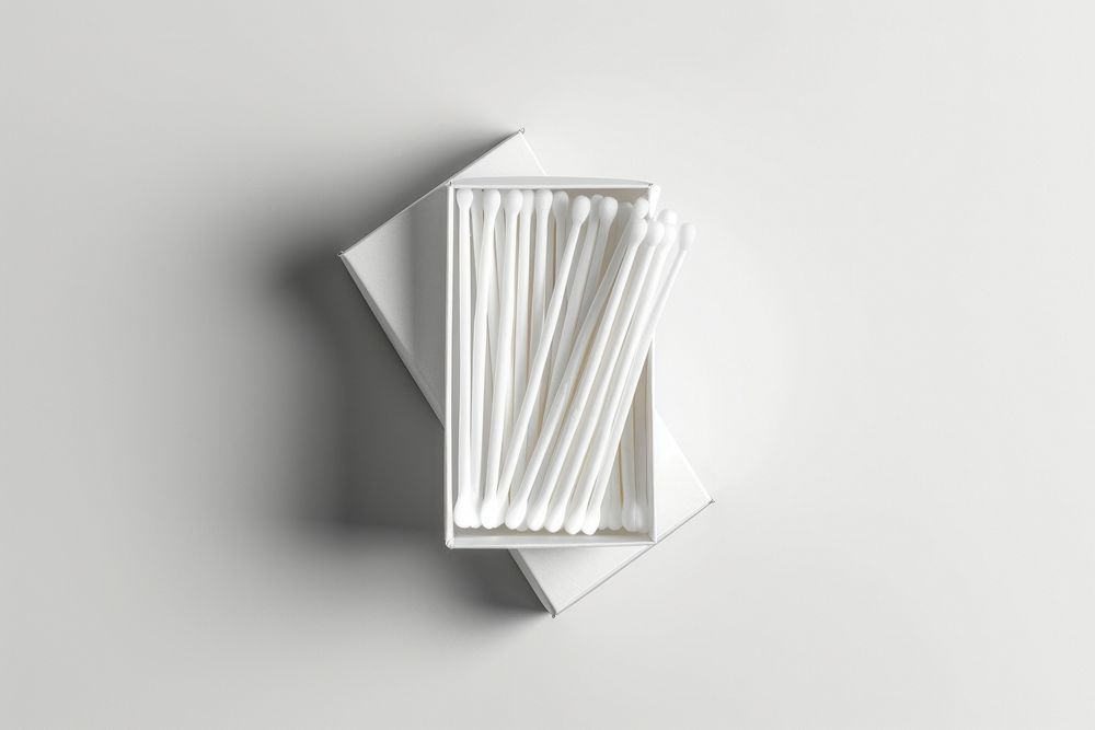Cotton swab box packaging  paper white simplicity.