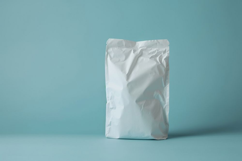 Sugar bag  white crumpled plastic.