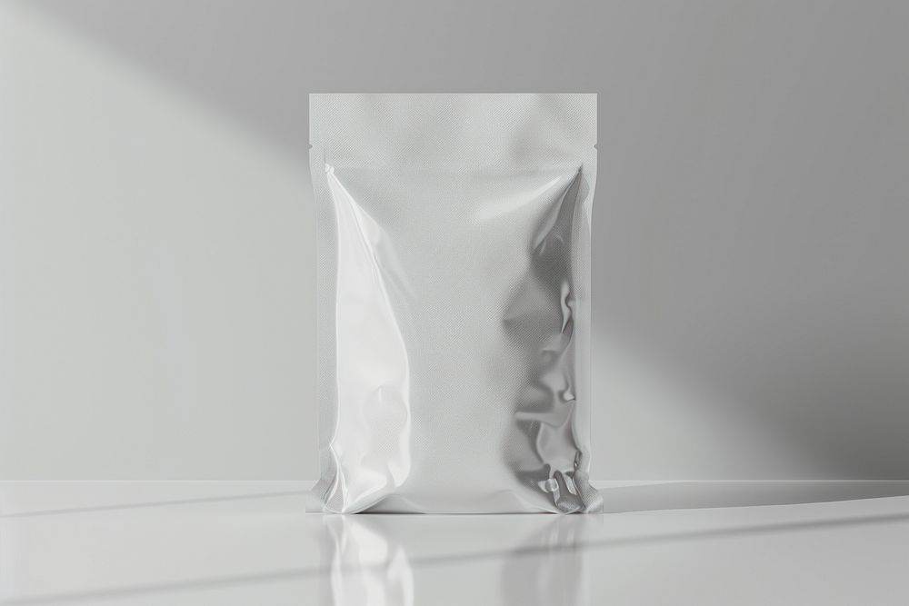 Plastic pouch packaging  white monochrome crumpled.