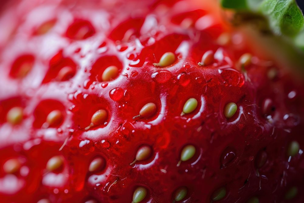 Extreme close up of strawberry backgrounds fruit plant.