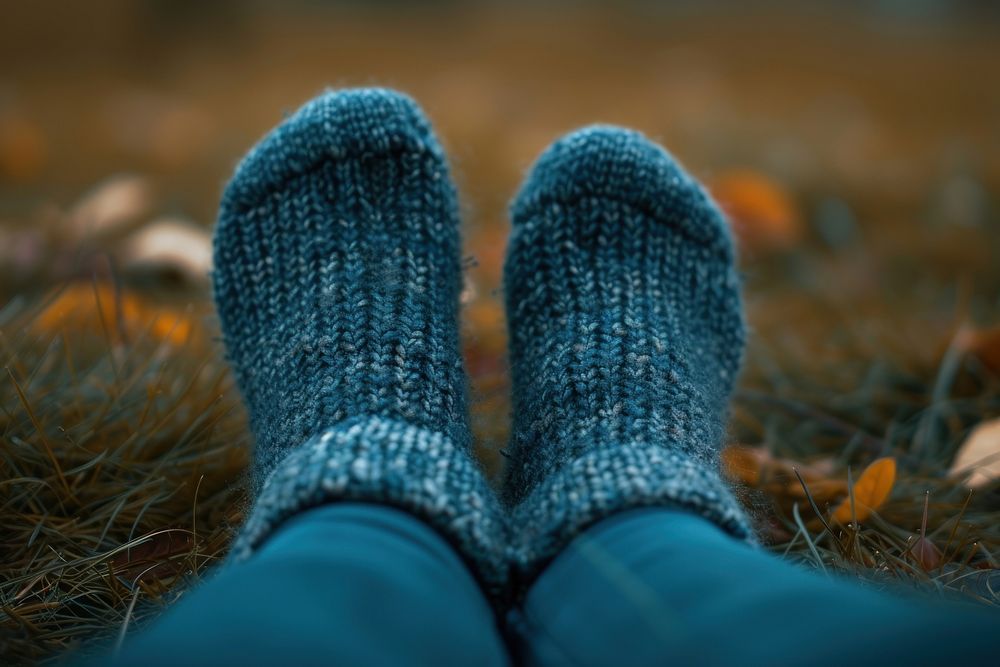 Extreme close up of socks relaxation footwear outdoors.