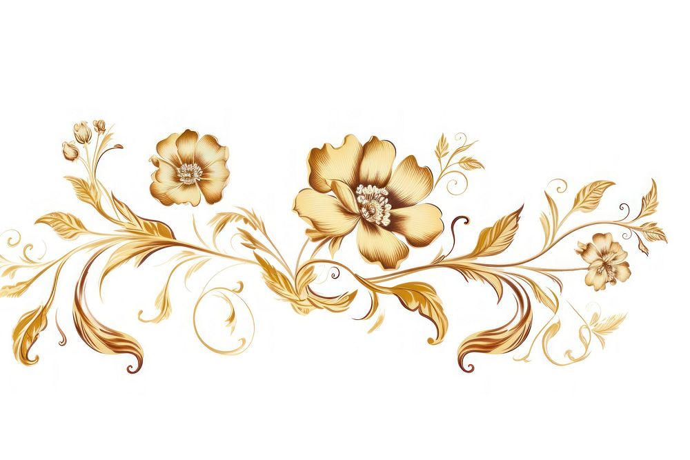 Flower Linear vector gold pattern flower white.