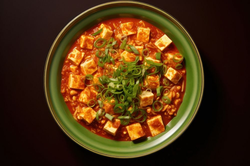 Mapo tofu food meal soup.